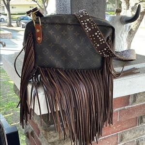 Brown Fringe Designer Crossbody Bag